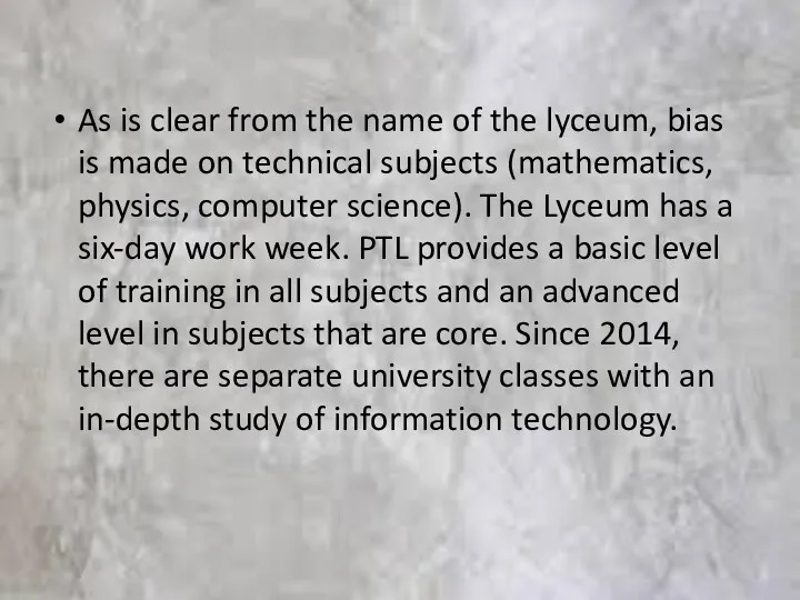 As is clear from the name of the lyceum, bias