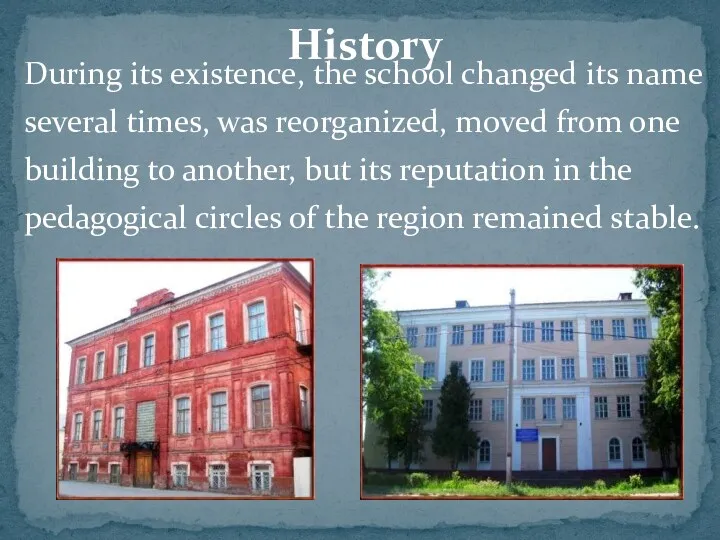 During its existence, the school changed its name several times,