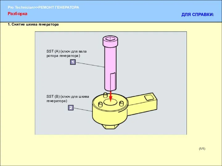 (1/1) 1. Снятие шкива генератора Разборка ДЛЯ СПРАВКИ: SST (А)