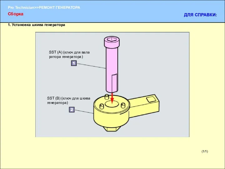 (1/1) 1. Установка шкива генератора Сборка ДЛЯ СПРАВКИ: SST (B)