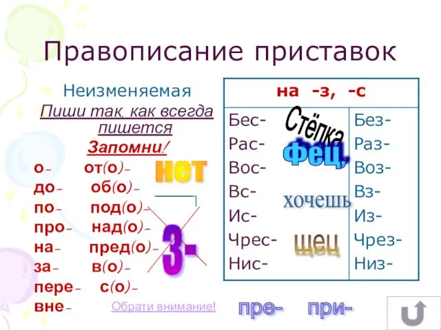 Неизменяемая Пиши так, как всегда пишется Запомни! о- от(о)- до-