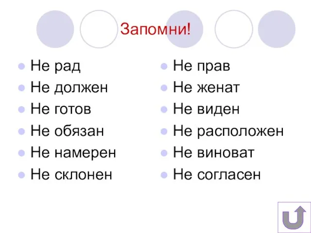 Запомни! Не рад Не должен Не готов Не обязан Не