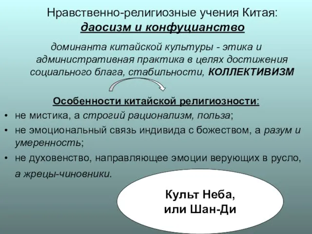 Нравственно-религиозные учения Китая: даосизм и конфуцианство доминанта китайской культуры -