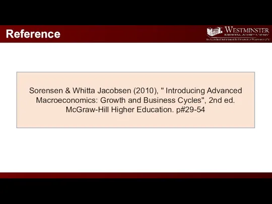 Reference Sorensen & Whitta Jacobsen (2010), " Introducing Advanced Macroeconomics: