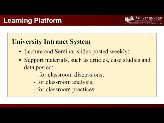 Learning Platform University Intranet System Lecture and Seminar slides posted