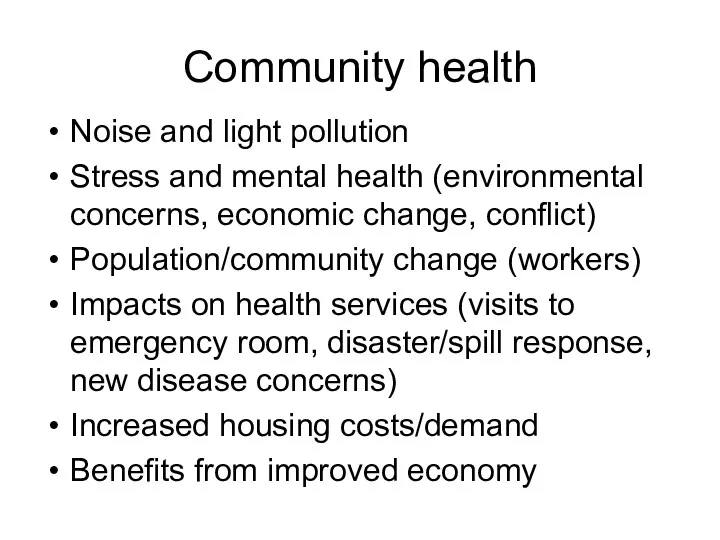 Community health Noise and light pollution Stress and mental health