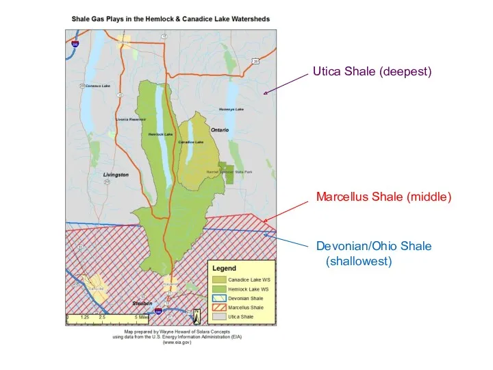 Utica Shale (deepest) Marcellus Shale (middle) Devonian/Ohio Shale (shallowest)