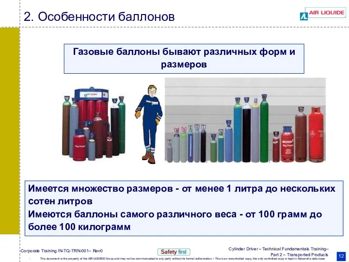 Газовые баллоны бывают различных форм и размеров Имеется множество размеров