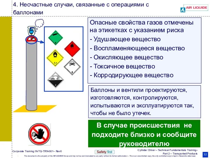 Опасные свойства газов отмечены на этикетках с указанием риска -