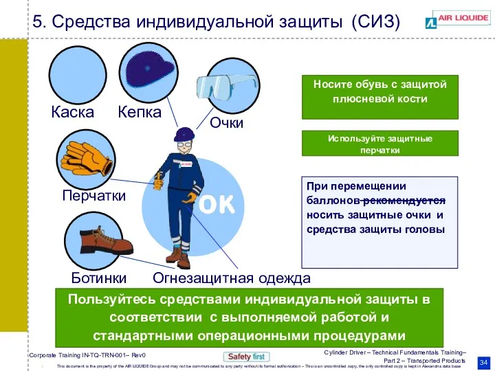 5. Средства индивидуальной защиты (СИЗ) Пользуйтесь средствами индивидуальной защиты в