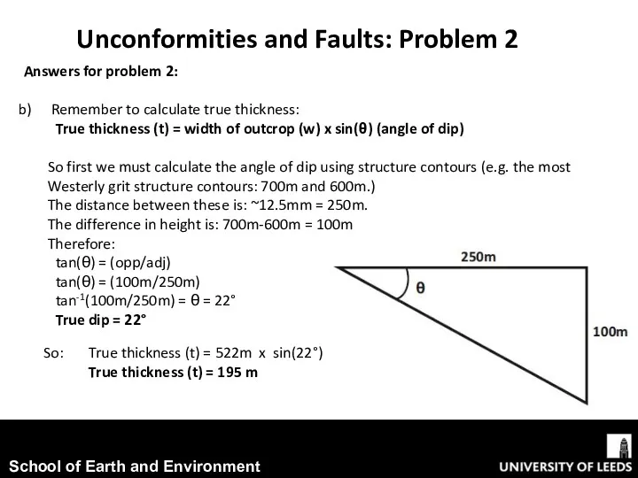 Unconformities and Faults: Problem 2 Answers for problem 2: Remember to calculate true