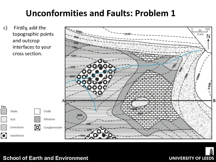 Unconformities and Faults: Problem 1 Firstly, add the topographic points