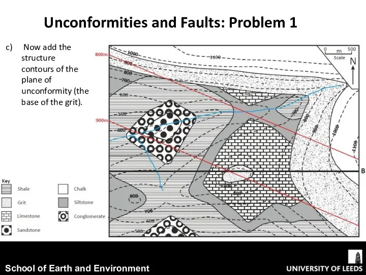 Unconformities and Faults: Problem 1 Now add the structure contours of the plane