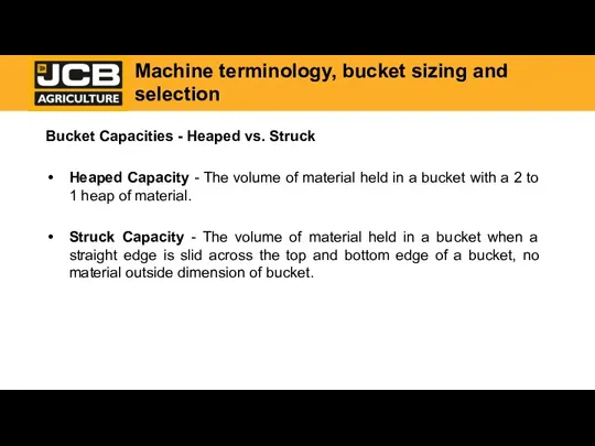 Bucket Capacities - Heaped vs. Struck Heaped Capacity - The