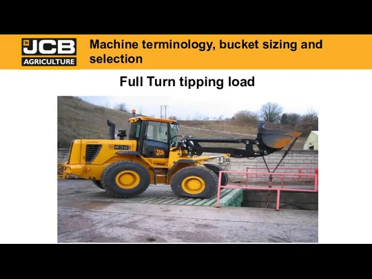 Full Turn tipping load Machine terminology, bucket sizing and selection