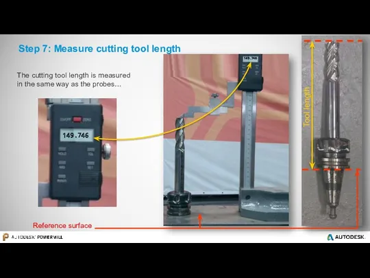 Step 7: Measure cutting tool length The cutting tool length