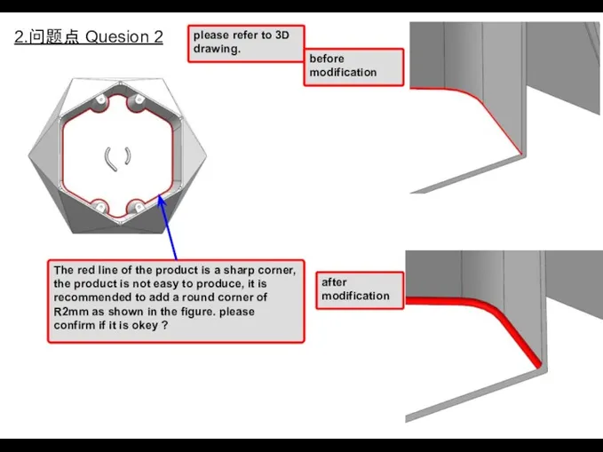 2.问题点 Quesion 2 The red line of the product is