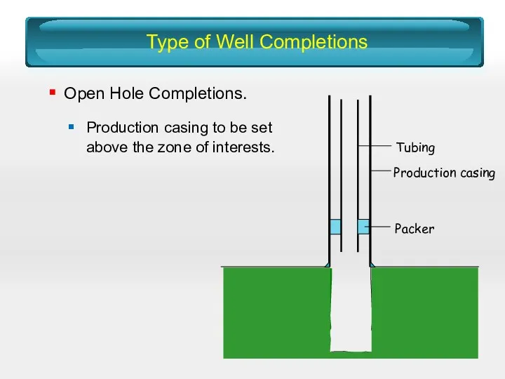 Type of Well Completions Open Hole Completions. Production casing to