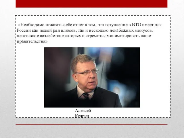 «Необходимо отдавать себе отчет в том, что вступление в ВТО