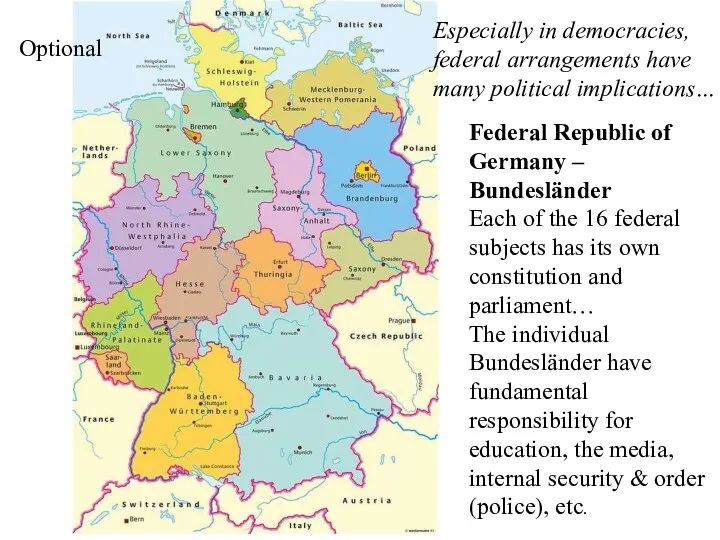 Federal Republic of Germany – Bundesländer Each of the 16 federal subjects has