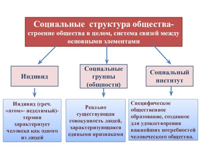 Социальные структура общества- строение общества в целом, система связей между