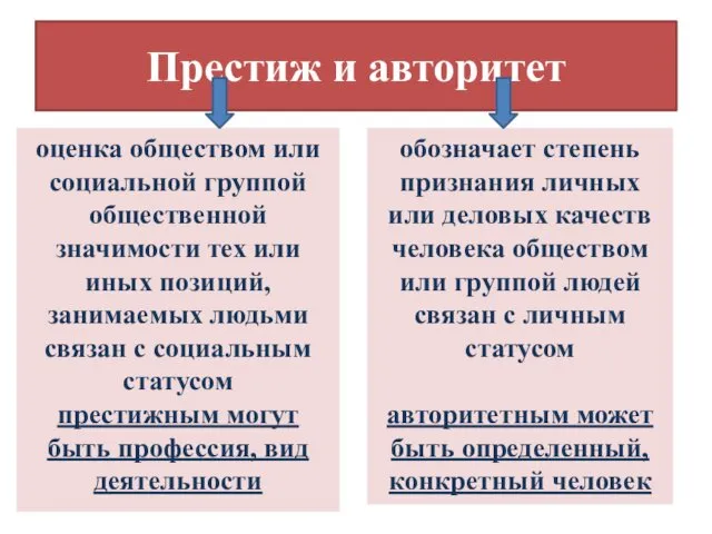 Престиж и авторитет оценка обществом или социальной группой общественной значимости