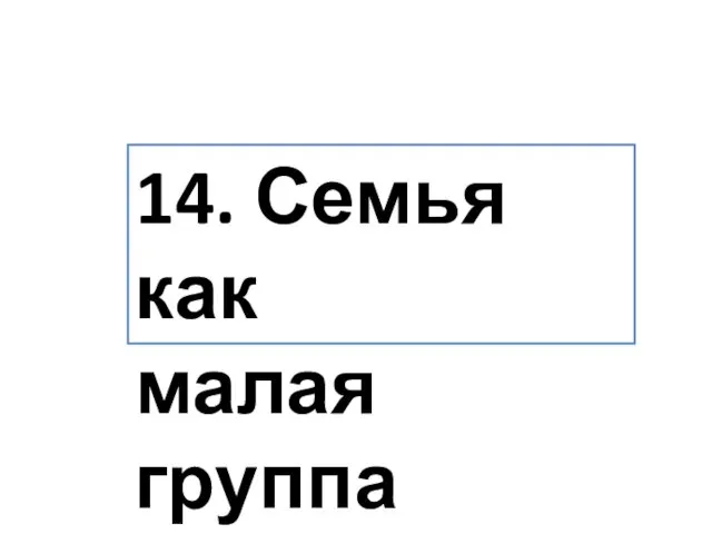 14. Семья как малая группа