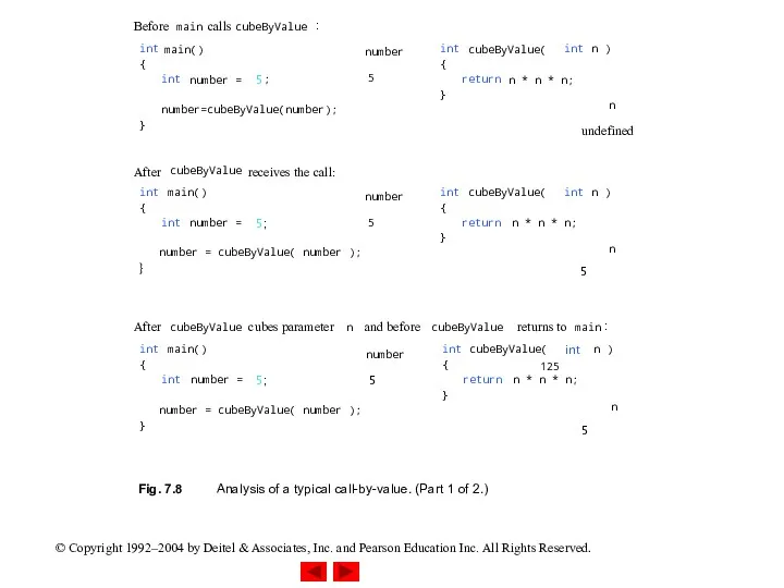 int main() { int number = 5 ; number=cubeByValue(number); }