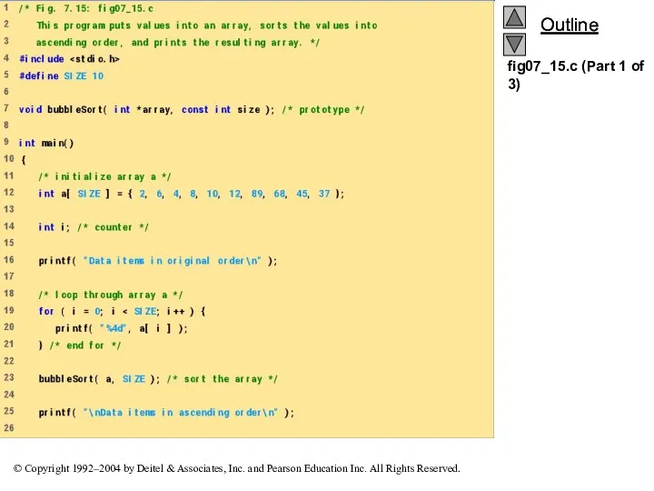 fig07_15.c (Part 1 of 3) Bubblesort gets passed the address