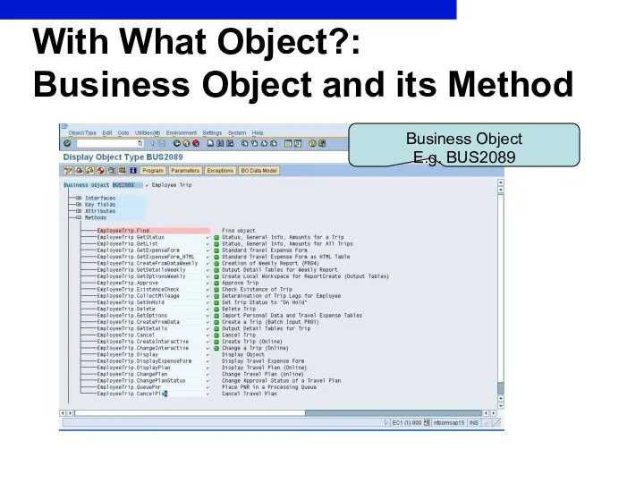 With What Object?: Business Object and its Method Business Object E.g. BUS2089