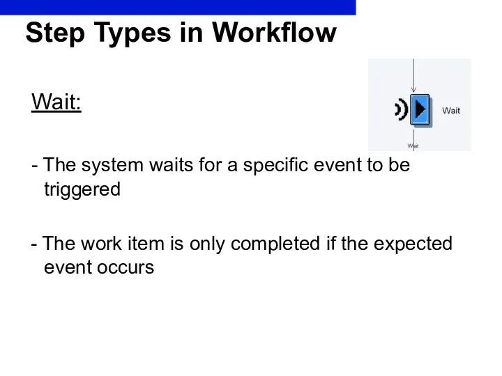 Step Types in Workflow Wait: - The system waits for