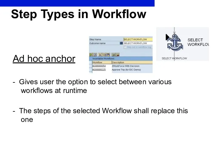 Step Types in Workflow Ad hoc anchor - Gives user