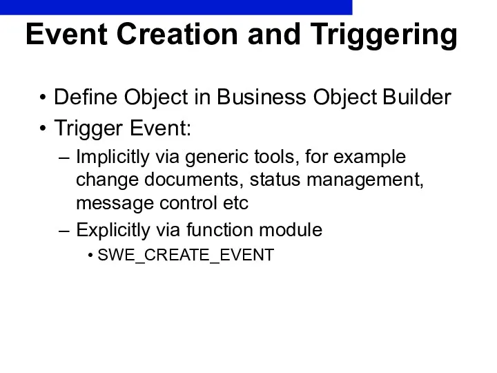 Event Creation and Triggering Define Object in Business Object Builder