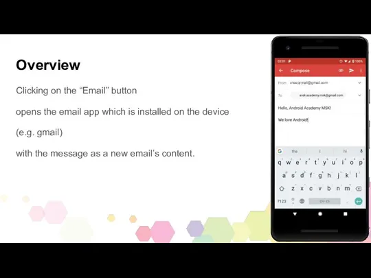 Overview Clicking on the “Email” button opens the email app