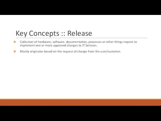 Key Concepts :: Release Collection of hardware, software, documentation, processes