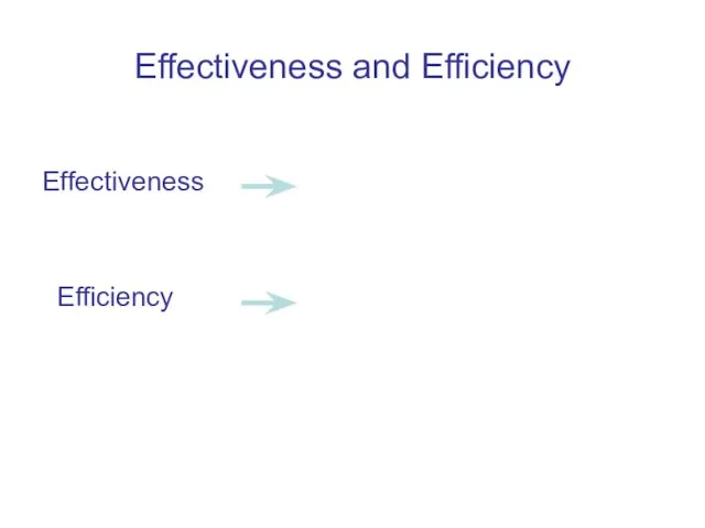 Effectiveness and Efficiency Effectiveness Efficiency