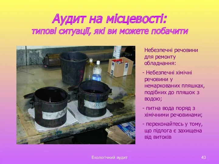 Екологічний аудит Аудит на місцевості: типові ситуації, які ви можете