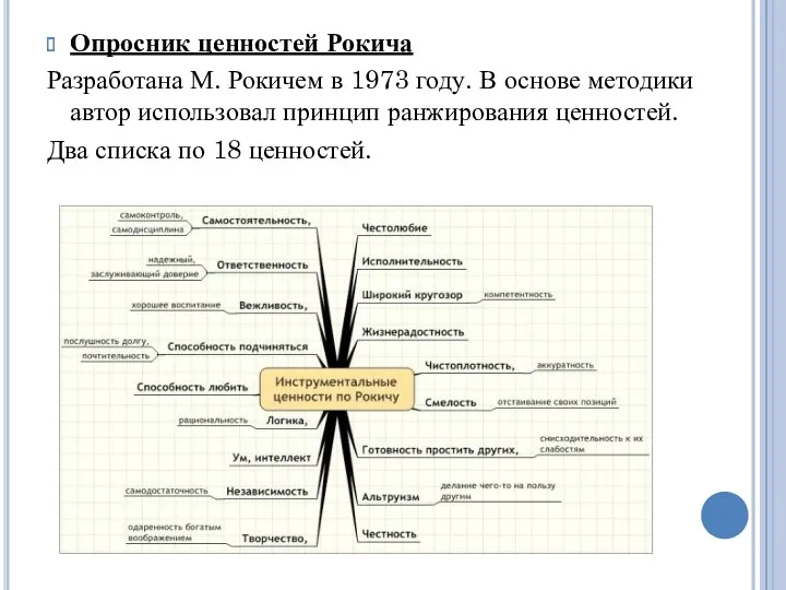 Опросник ценностей Рокича Разработана М. Рокичем в 1973 году. В