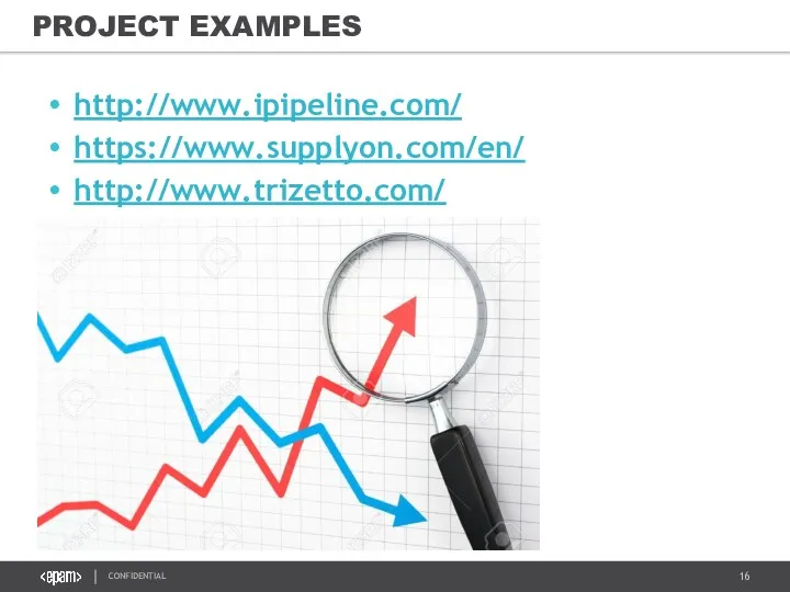 PROJECT EXAMPLES http://www.ipipeline.com/ https://www.supplyon.com/en/ http://www.trizetto.com/