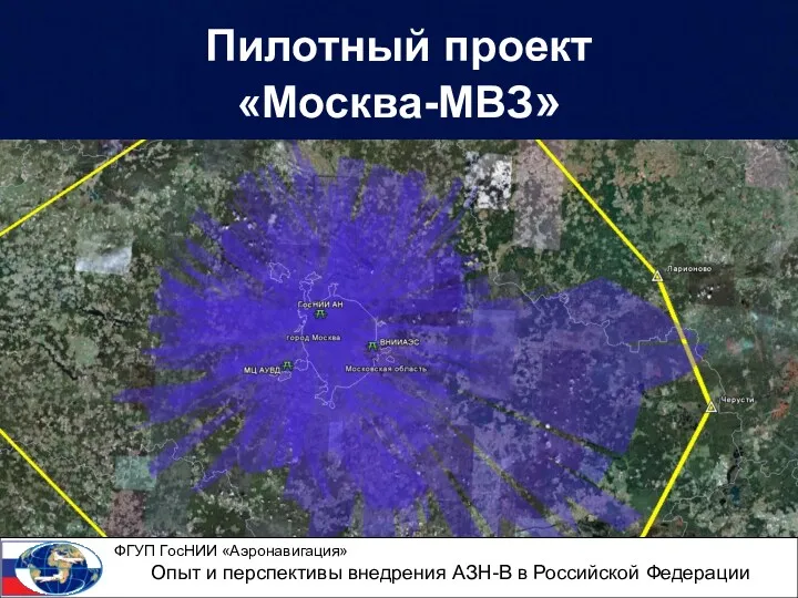 Пилотный проект «Москва-МВЗ» ФГУП ГосНИИ «Аэронавигация» Опыт и перспективы внедрения АЗН-В в Российской Федерации