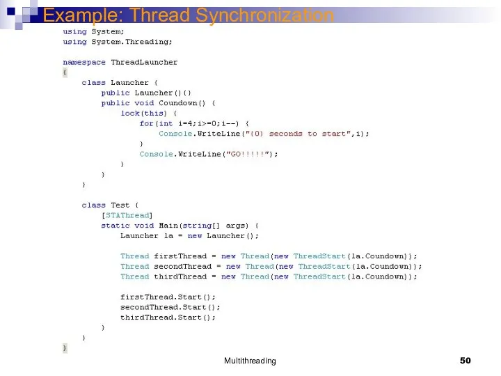 Multithreading Example: Thread Synchronization