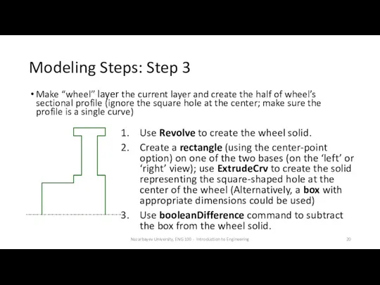 Modeling Steps: Step 3 Make “wheel” layer the current layer