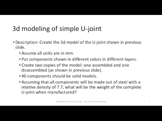 3d modeling of simple U-joint Description: Create the 3d model