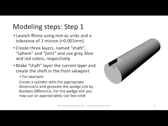 Modeling steps: Step 1 Launch Rhino using mm as units