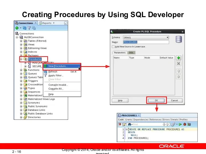 Creating Procedures by Using SQL Developer