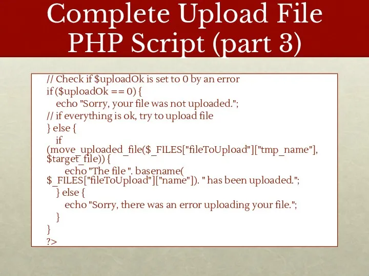 Complete Upload File PHP Script (part 3) // Check if
