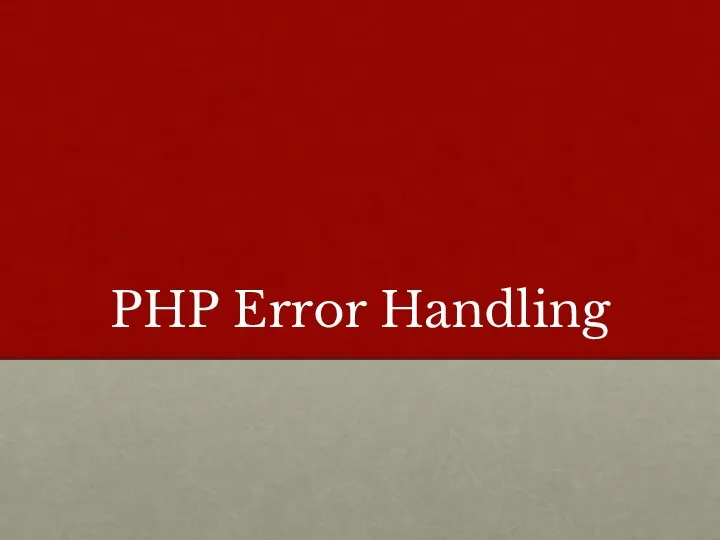 PHP Error Handling