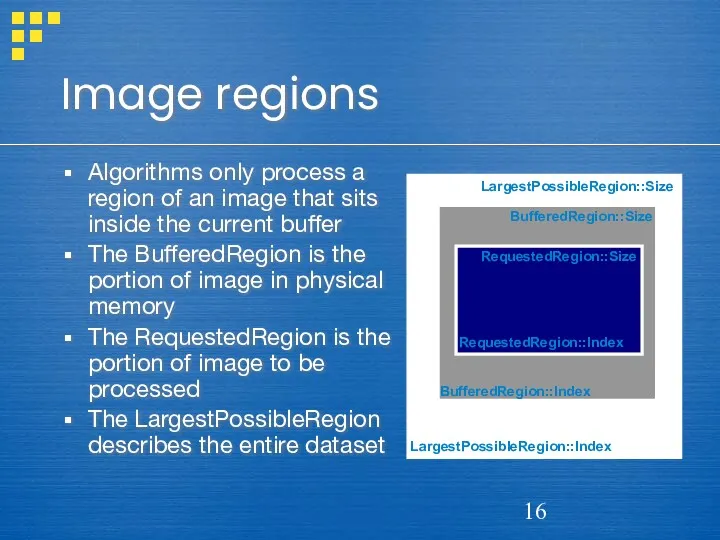 Image regions Algorithms only process a region of an image