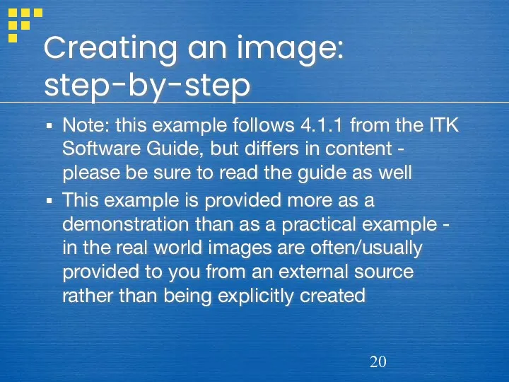 Creating an image: step-by-step Note: this example follows 4.1.1 from