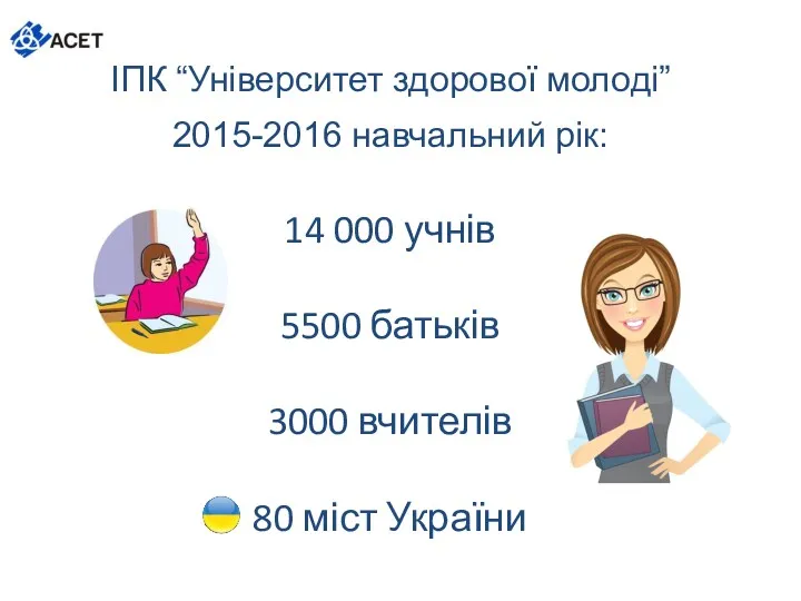 ІПК “Університет здорової молоді” 2015-2016 навчальний рік: 14 000 учнів